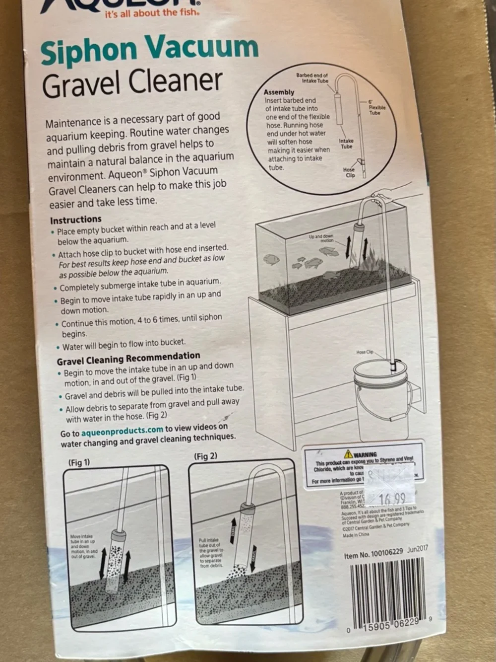 Aqueon Siphon Vacuum Gravel Cleaner - Blue/Clear